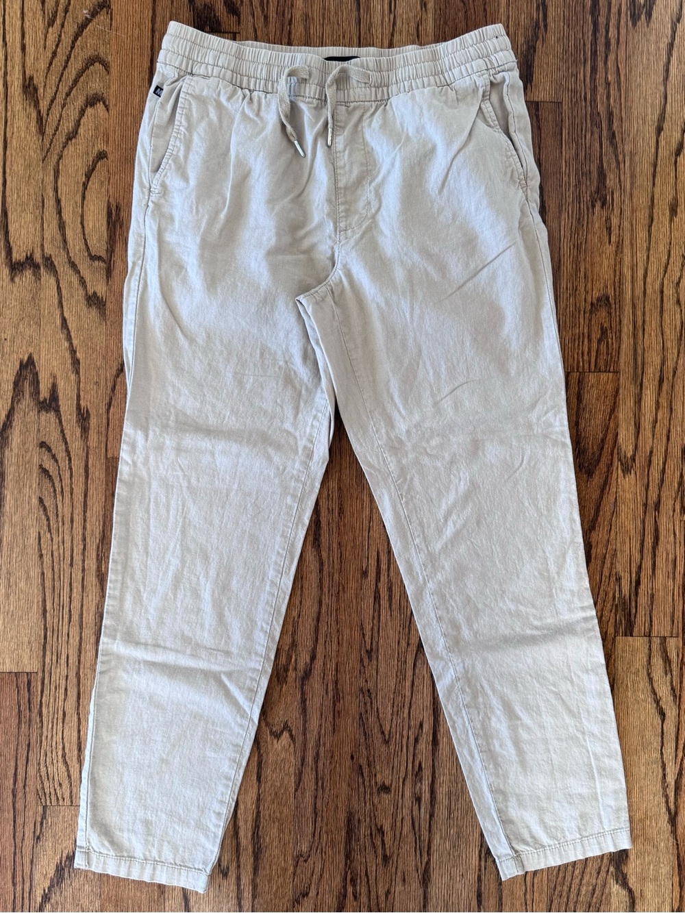 Men's Casual Drawstring Chino Pants in Light Cream
